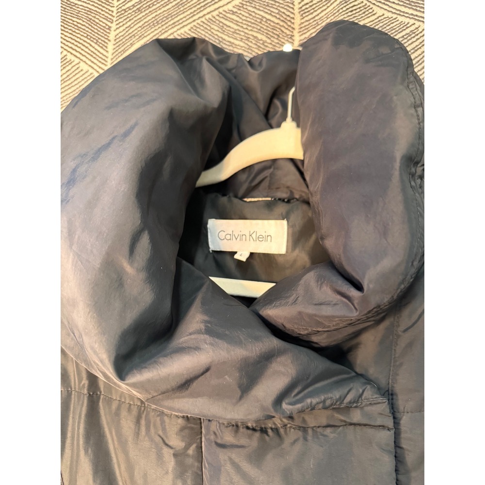 Calvin Klein Women Puffer Coat Oversize Shawl Collar - Black Sz L - Picture 3 of 7